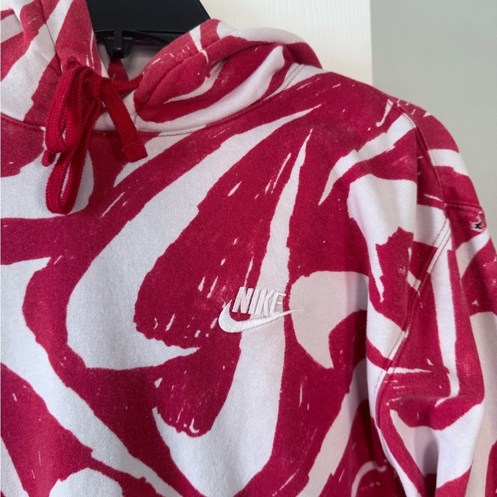 Nike Red and White Swirl Hoodie - Picture 2 of 4